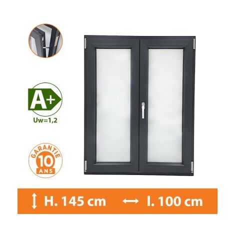 Fenêtre 2 Vantaux Gris - H.145 x l.100 cm