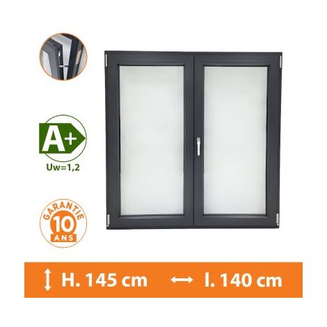Fenêtre 2 Vantaux Gris - H.145 x l.140 cm