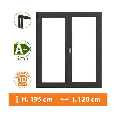 Fenêtre 2 Vantaux Gris - H.195 x l.120 cm - Gris