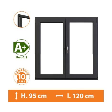 Fenêtre 2 Vantaux Gris - H.95 x l.120 cm - Gris