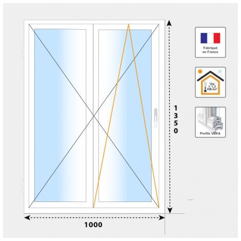 Fenêtre 2 vantaux H1350 mm PVC blanc