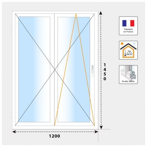 Fenêtre 2 vantaux PVC H1450 mm blanc