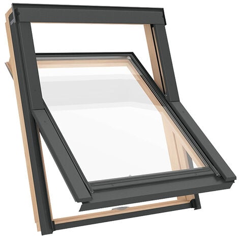Fenêtre de toit C2A 55 x 78cm Solstro AVY B900, bois, Finition naturelle en pin, Clapet de ventilation