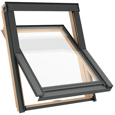 Fenêtre de toit C4A 55 x 98 cm Solstro AAY B900, bois, Finition Naturelle en Pin
