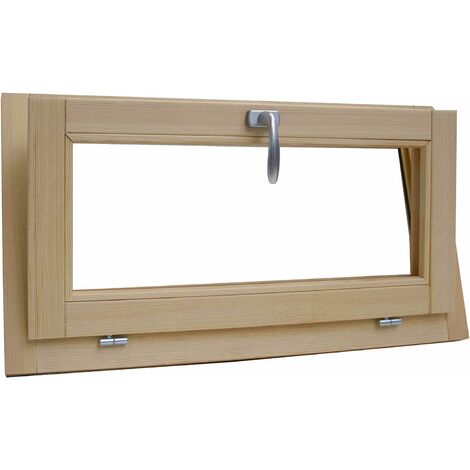 Fenêtre en bois lamellaire brut de pin 100 x 60 cm double verre thermique avec gaz argon