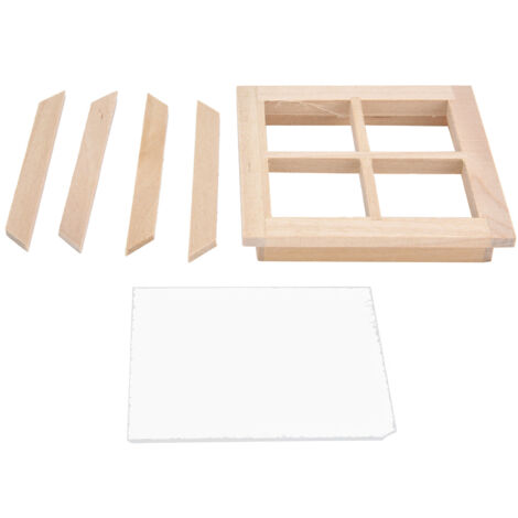 Fenêtre miniature 1:12 pour maison de poupée en bois brut à peindre, accessoire de décoration avec poignée simulée