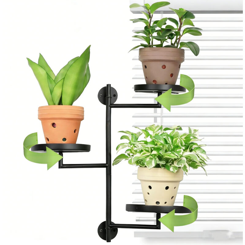 Fenêtre Pivotante Étagères à plantes en métal Porte-fleurs, 3 étages Noir Étagère à fleurs Porte-plantes Escalier à fleurs pour coin de pièce Salon