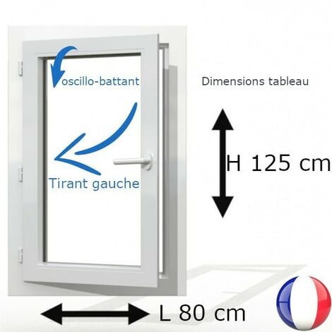 Fenêtres PVC 2 vantaux Ouvrant à la française Gris Grainé 900x550