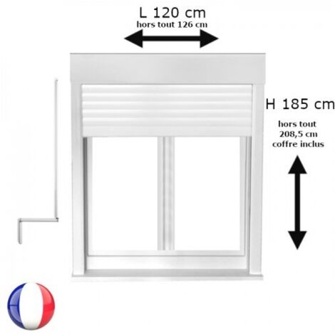 Fenêtre PVC avec volet roulant manivelle PVC H 185 x L 120 cm 2 vantaux pour pose en neuf