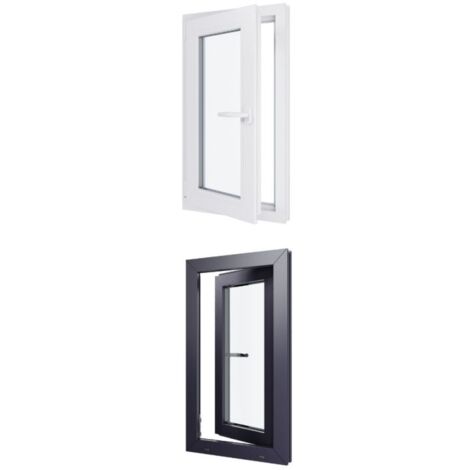 Fenêtre PVC bicolore - Triple vitrage - Tirant Gauche - Blanc et Anthracite - LxH :