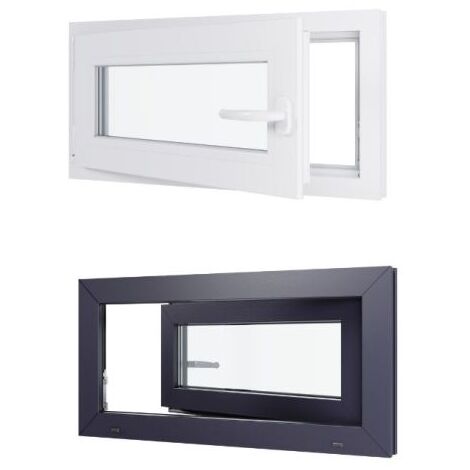 Fenêtre PVC bicolore - Triple vitrage - Tirant Gauche - Blanc et Anthracite - LxH :