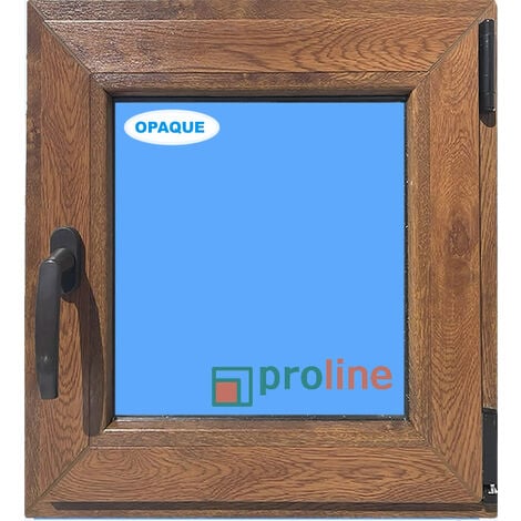 Fenêtre PVC H600 mm x L500 mm Chêne Doré Oscillo-battante Tirant Droite Verre Dépoli