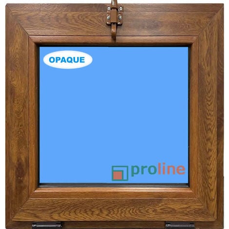 Fenêtre PVC H600 mm X L500 mmChêne doré, À Soufflet Abattant Verre Dépoli
