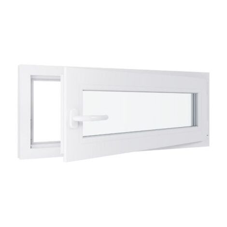 HEXAFEN Fenêtre PVC - Triple vitrage - Tirant Droite - Blanc - LxH : 1000x400 mm