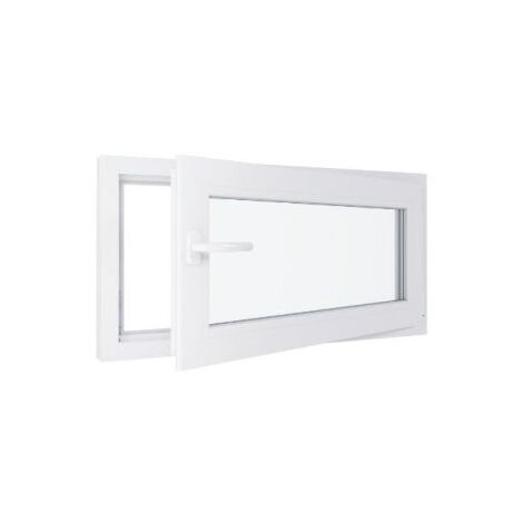 HEXAFEN Fenêtre PVC - Triple vitrage - Tirant Droite - Blanc - LxH : 1000x500 mm