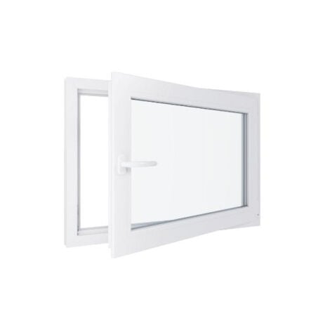 HEXAFEN Fenêtre PVC - Triple vitrage - Tirant Droite - Blanc - LxH : 1100x700 mm
