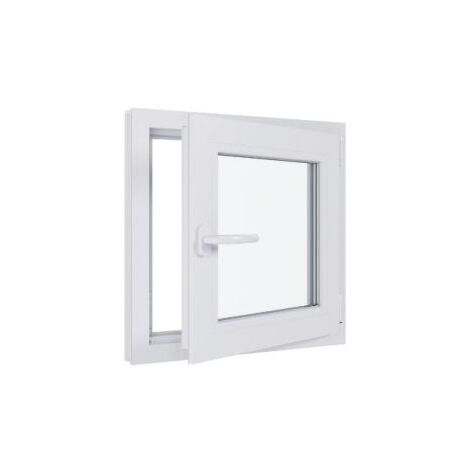 Fenêtre PVC - Triple vitrage - Tirant Droite - Blanc - LxH : 600 mm x 600 mm