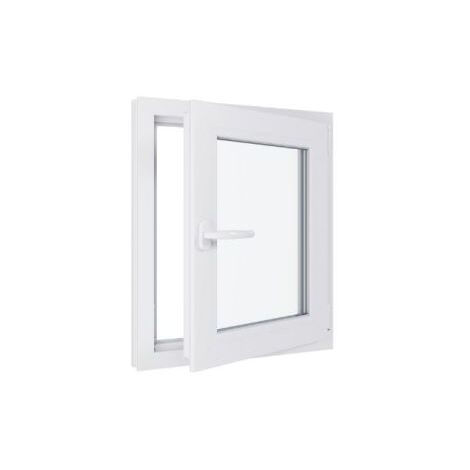 HEXAFEN Fenêtre PVC - Triple vitrage - Tirant Droite - Blanc - LxH : 600x700 mm