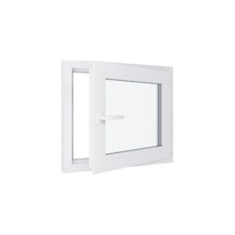 Fenêtre PVC - Triple vitrage - Tirant Droite - Blanc - LxH : 700 mm x 600 mm