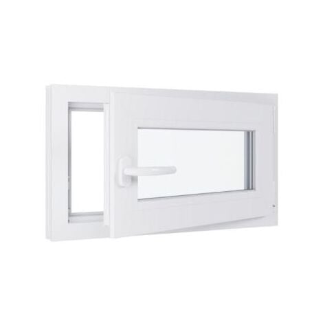 HEXAFEN Fenêtre PVC - Triple vitrage - Tirant Droite - Blanc - LxH : 700x400 mm