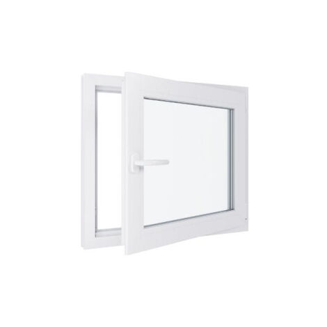 HEXAFEN Fenêtre PVC - Triple vitrage - Tirant Droite - Blanc - LxH : 800x900 mm