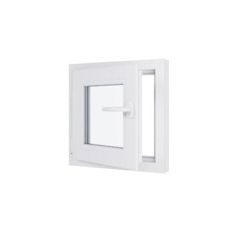 HEXAFEN Fenêtre PVC - Triple vitrage - Tirant Gauche - Blanc - LxH : 500x500 mm