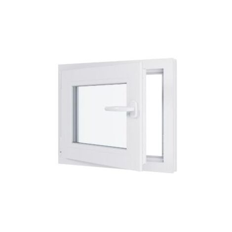 Fenêtre PVC - Triple vitrage - Tirant Gauche - Blanc - LxH : 600 mm x 500 mm