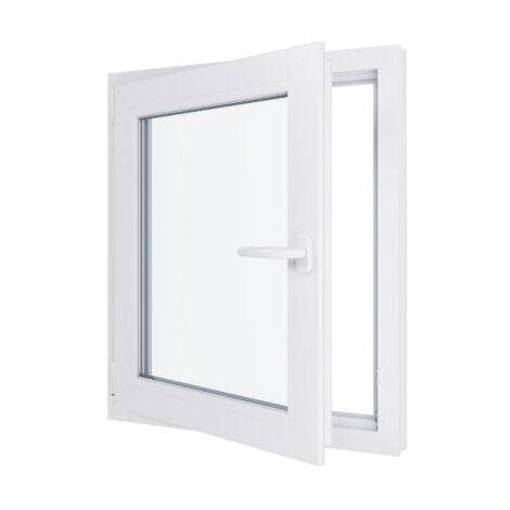 HEXAFEN Fenêtre PVC - Triple vitrage - Tirant Gauche - Blanc - LxH : 800x800 mm