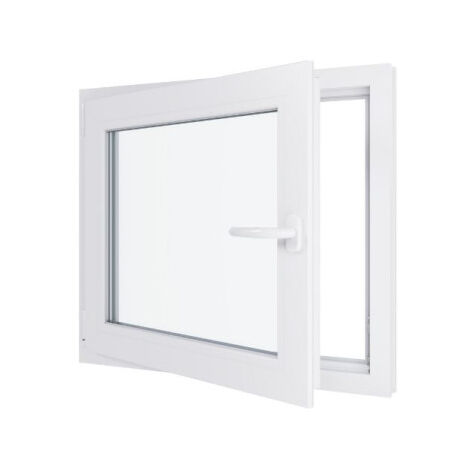 HEXAFEN Fenêtre PVC - Triple vitrage - Tirant Gauche - Blanc - LxH : 800x900 mm