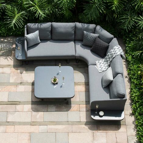 Fenetti - Outdoor Fabric Cove Corner Sofa Group - Flanelle - size Klein - color Brown