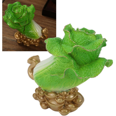 Feng Shui Glückskohl-Dekoration aus Kunstharz – Chinesischer Kohl als Ornament zur Anziehung von Wohlstand – Geschenkidee für Zuhause oder Büro – 724 g, 19 x 18 cm, silberfarbenes Ornament