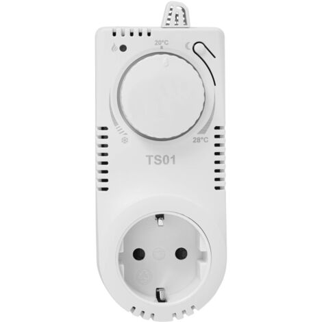 Fenix 9900330 Thermostat/Steckthermostat TS 01, temperaturabhängig geschaltete Steckdose mit einfacher analogen Steuerung für die Regulierung von elektrischen Heizsystemen, 11 28 Grad C, 230 V/50 Hz (
