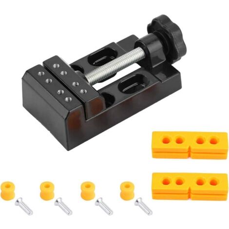 FENOPLASTICAÉtau d'établi miniature universel, mini étau d'établi de 57 mm avec clips en alliage et clips en bois de noyer, étau d'établi en forme d'olive, adapté à la fabrication de bijoux, à la fixa