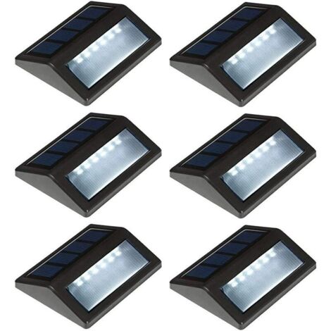 FENOPLASTICALot de 6 lampes solaires pour terrasse d'extérieur, LED étanches pour rampe d'escalier, terrasse, clôture, allées murales, blanc lumière du jour