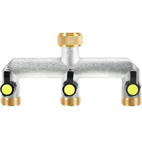 FENOPLASTICARobinet de distribution à trois voies, vanne d'eau à trois voies, connecteur d'eau de 3/4 pouce, adapté à la maison, au jardin