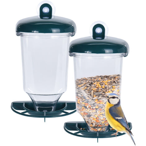 Fenster Futterhäuschen für Vögel 22 x 14 cm - 2er Set - Transparentes Vogelhäuschen mit Saugnäpfen - Vogel Futterstation Futterhaus Futterstelle Futterspender zum Befestigen an Glasscheiben