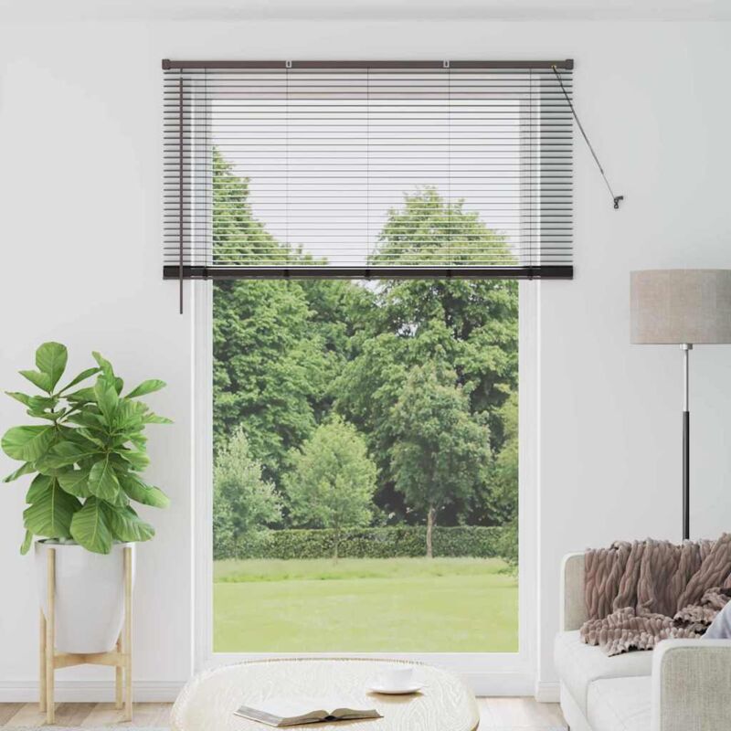 Fensterjalousie Mit Vorhängen Schwarz Aluminium Vidaxl