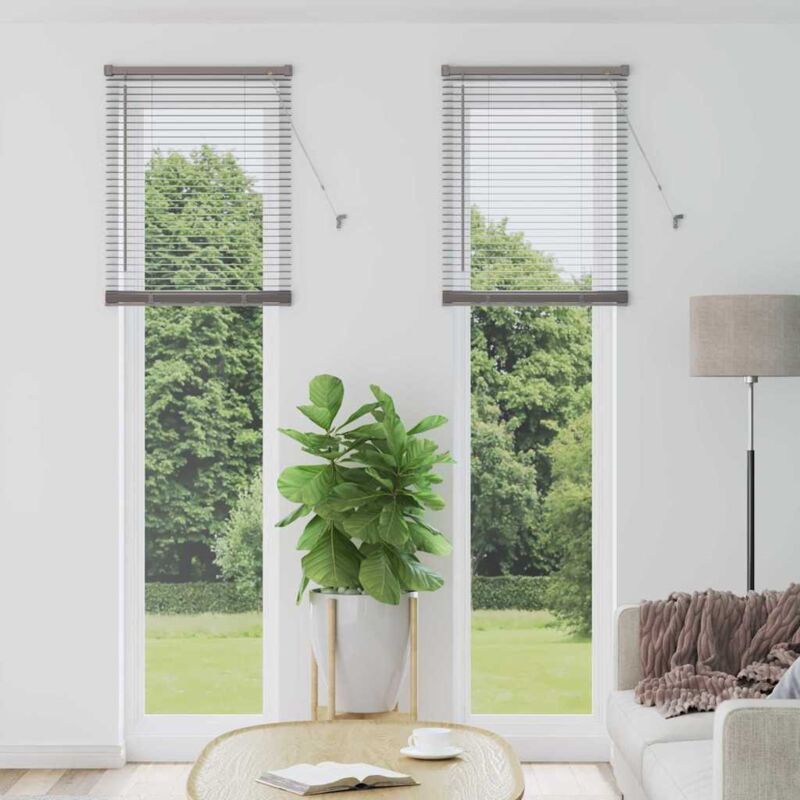 Fensterjalousie Mit Vorhängen Manuell Silber Aluminium Vidaxl
