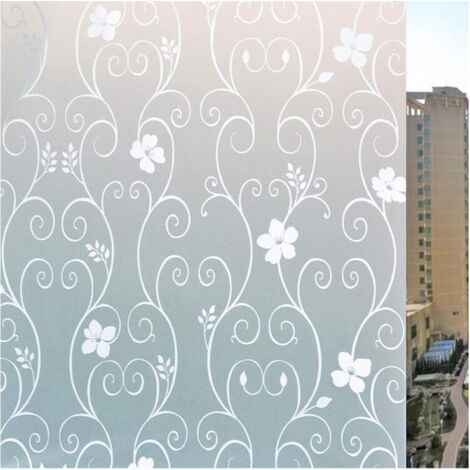 Fensteraufkleber 45 x 100 cm – Blickdichtes Milchglas – Blumenmotiv aus Schmiedeeisen – Weiß