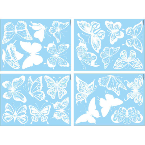 [Fensterdekoration] Antikollisions-Schmetterlings-PVC-Paneele (4 Paneele/24 Designs) zum Schutz vor Vogelkollisionen an Verandatüren