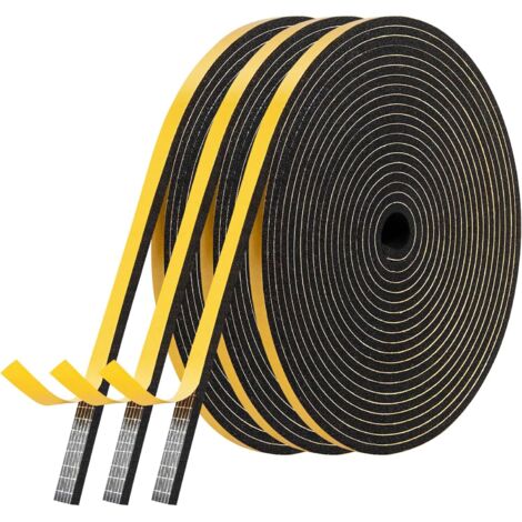 Fensterdichtungsisolierung, selbstklebende Schaumstoff-Türdichtung, 3 Rollen, 6 mm x 3 mm x 5 m, multifunktionale Gummiabdichtung, stoßfeste Schalldämmdichtung zum Schutz von Möbeln und Klimaanlagen