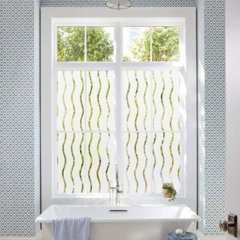 Fensterfolie mit einfacher Reparatur – 45 x 300 cm – Sichtschutz, mattiert – Sonnen- und Hitzeschutz – statisch haftend – gestreift