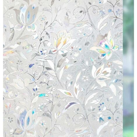Fensterfolie, selbstklebend, blickdicht, Sichtschutzfolie für Fenster, 3D-Fensterfolie, Glasfolie, dekorative Folie, statisch haftend, kein Kleber, UV-Schutz, Blumen, Tulpe, 90 x 200 cm für Zimmer