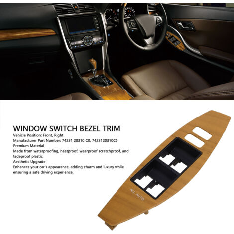 Fensterheberschalter-Bedienfeld rechts (Fahrerseite) für Allion 2007–2021, OEM-Nr. 74231-20310-C0, gelbe Holzoptik