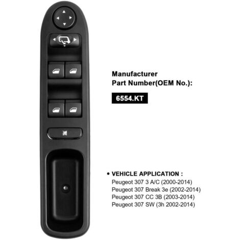 Fensterheberschalter Fahrerseite für 307 CC 3B SW 6554.KT Elektrischer Fensterheberschalterknopf Hauptspiegelsteuerung