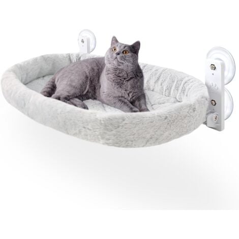 Fensterliege für Katzen Katzenbett Fenster Hängematte Katzenhängematte Katze Fensterbank Katzenliege Klappbar Fensterliegeplatz Fensterhängematte Katzenhängebett Bis zu 25kg (Grau, M)