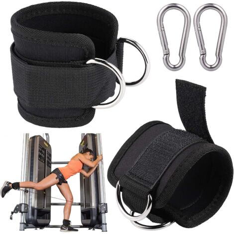Fentar - Juego de 2 correas de tobillo ajustables para máquina de cable, correa de tobillo cómoda, anillo en D doble, accesorio acolchado para ejercitador de piernas y tobillos