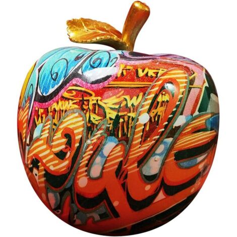 Fenteer Moderne Dessin Coloré Apple Résine Sculpture Creative Graffiti Simulation Apple Art Statue Décor À La Maison Cadeau d'anniversaire - 15.5x11x12.5cm