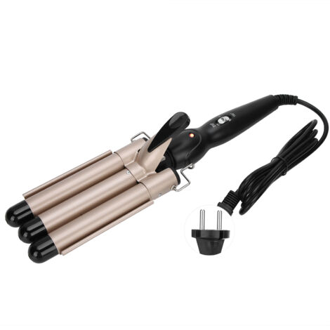 Fer à Boucler 3 Barils Réglable, Lisseur et Cranteur pour Cheveux, Outil de Coiffure 110V-240V avec Prise EU 22mm