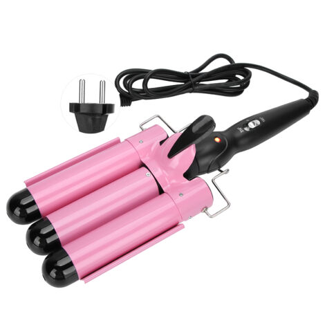 Fer à Boucler 3 Barils Réglable, Lisseur Ondulateur et Cranteur 32mm pour Coiffure, 110V-240V Prise UE